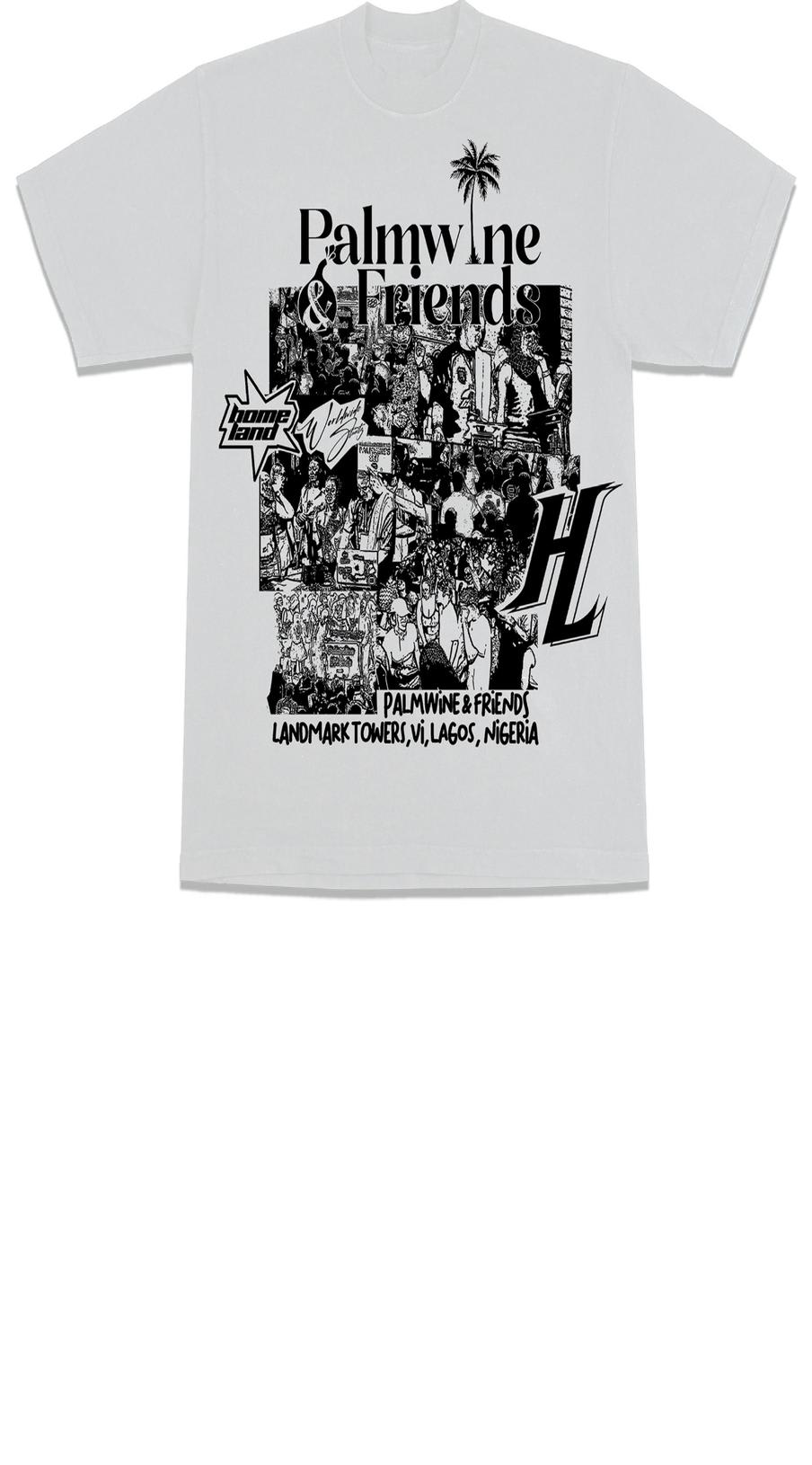 HOMELAND X PALMWINE & FRIENDS TEE WHITE/BLACK zoom face