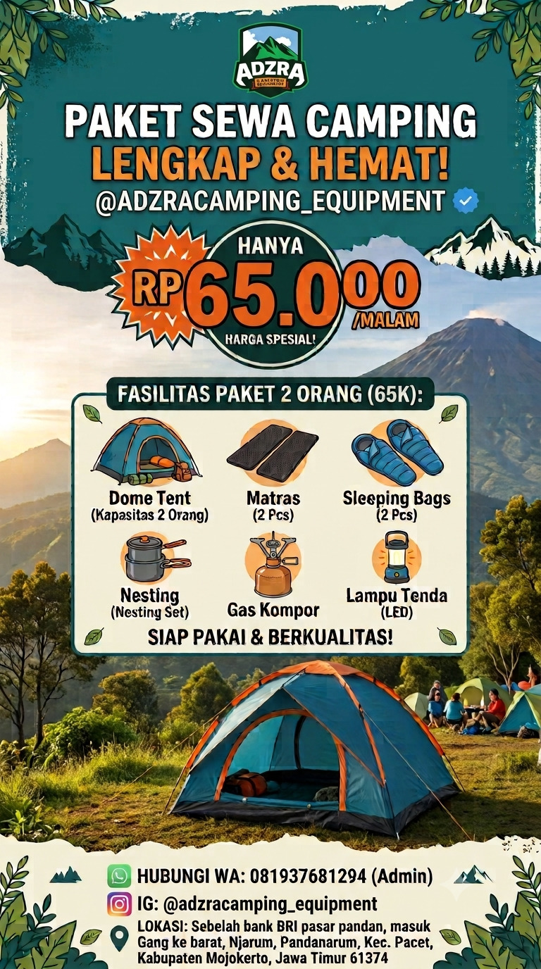 Promo Paket Sewa 65K AdzraCamp