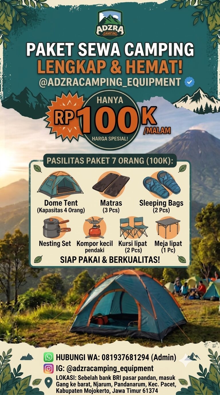 Promo Paket Sewa 100K AdzraCamp