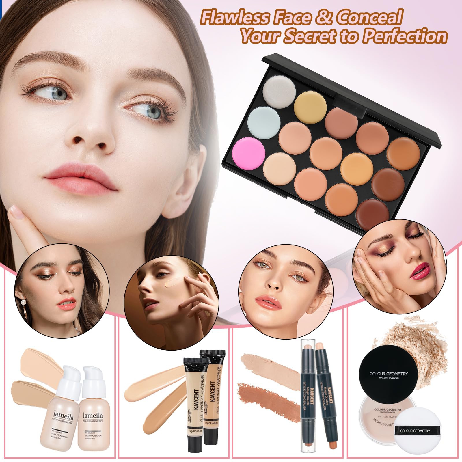 Makeup Kit Makeup Sets for Teens Makeup kits for Women Teenagers Make up Eyeshadow Palette Foundation Concealer Lipgloss Makeup Kit for Women Full Kit thumbnail 2