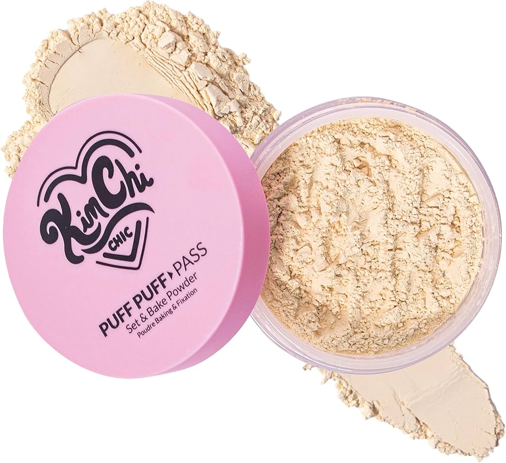 Kimchi Chic Beauty Puff Puff Pass Set and Bake Setting Powder for Makeup, Extra Fluffy Loose Face Powder Poof, Soft Natural Face Makeup for Uneven Skin Tone, 03 Translucent