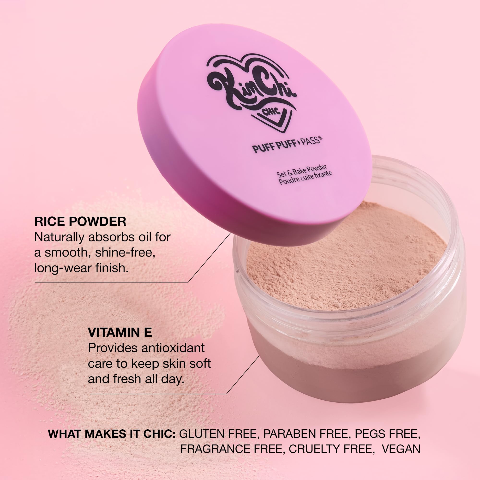 Kimchi Chic Beauty Puff Puff Pass Set and Bake Setting Powder for Makeup, Extra Fluffy Loose Face Powder Poof, Soft Natural Face Makeup for Uneven Skin Tone, 03 Translucent thumbnail 2