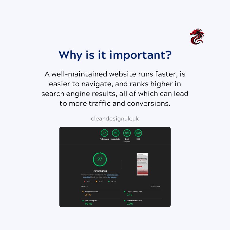 Website health check analysis on a computer screen