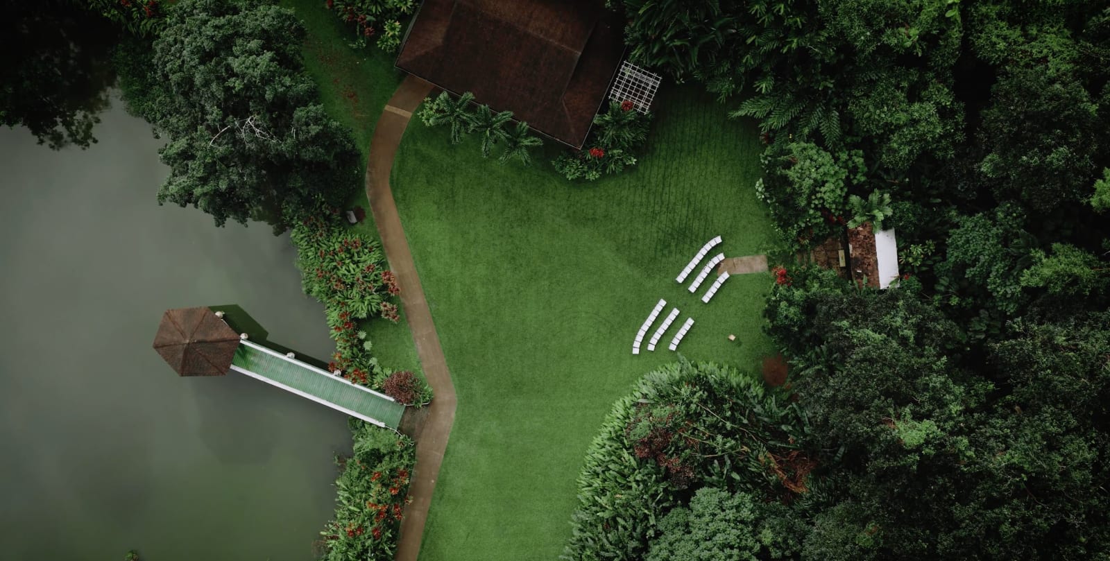 Top-down drone view of Haiku Gardens