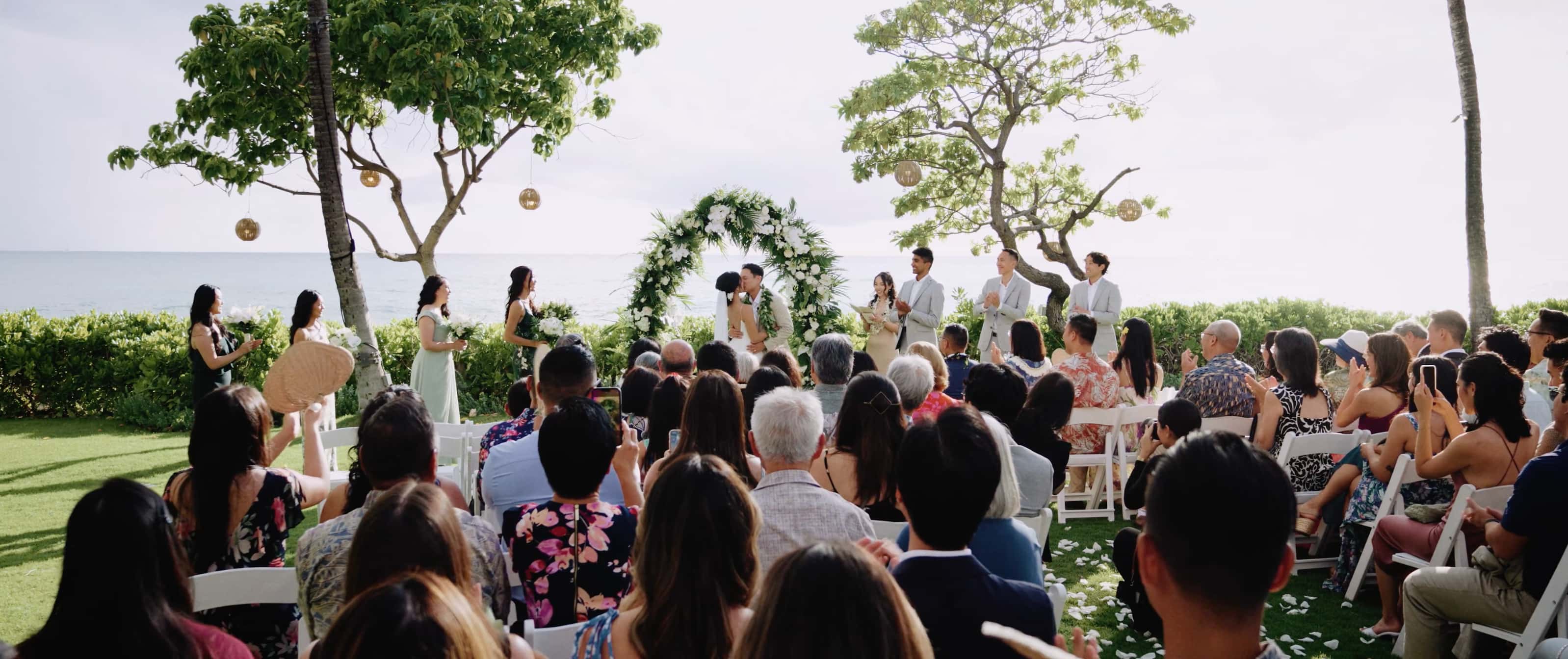 Oceanfront wedding ceremony at Four Seasons Resort Oahu