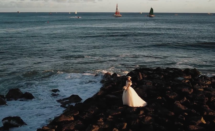 Including drone footage in your destination wedding video is a must for most couples.