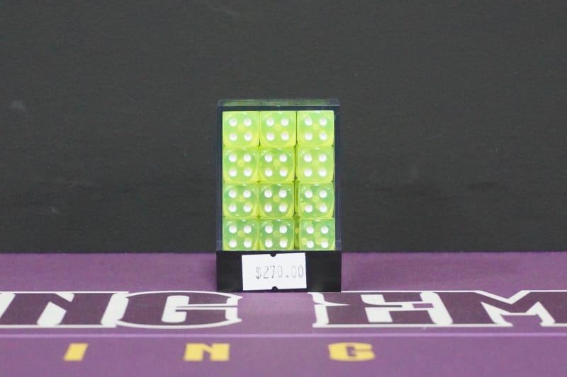 Juego de Dados 6 Caras Verde Fluorescente