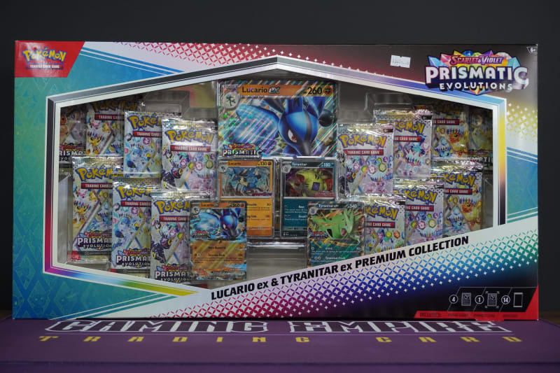 Pokemon Sacrlet & Violet Prismatic Evolutions Lucario ex & Tyranitar ex Premium Collection
