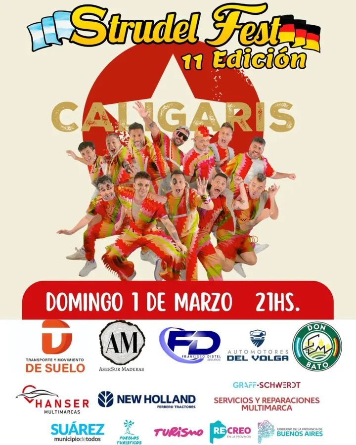 La Strudel Fest confirmó su grilla de espectáculos para tres días, con la actuación de Los Caligaris