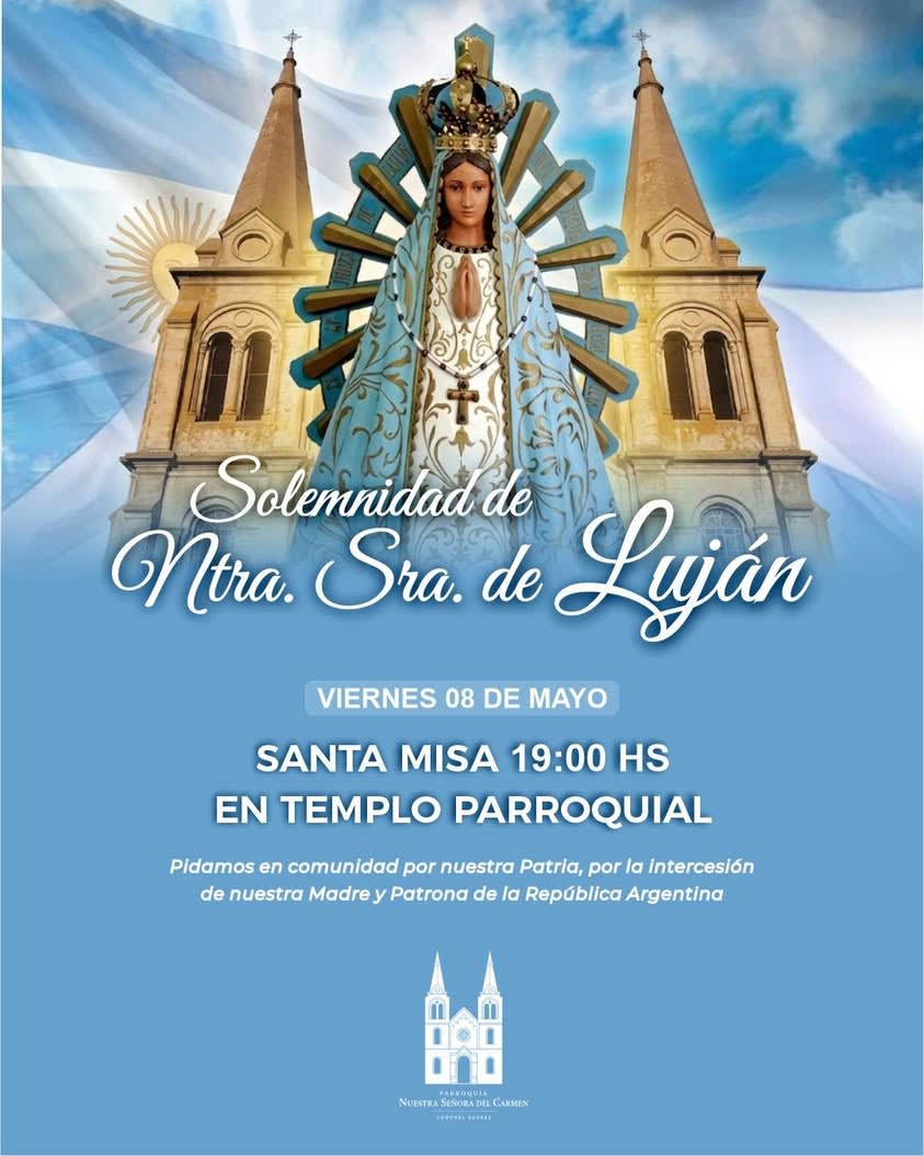 Solemnidad de Nuestra Señora de Luján, este 8 de mayo en el templo parroquial