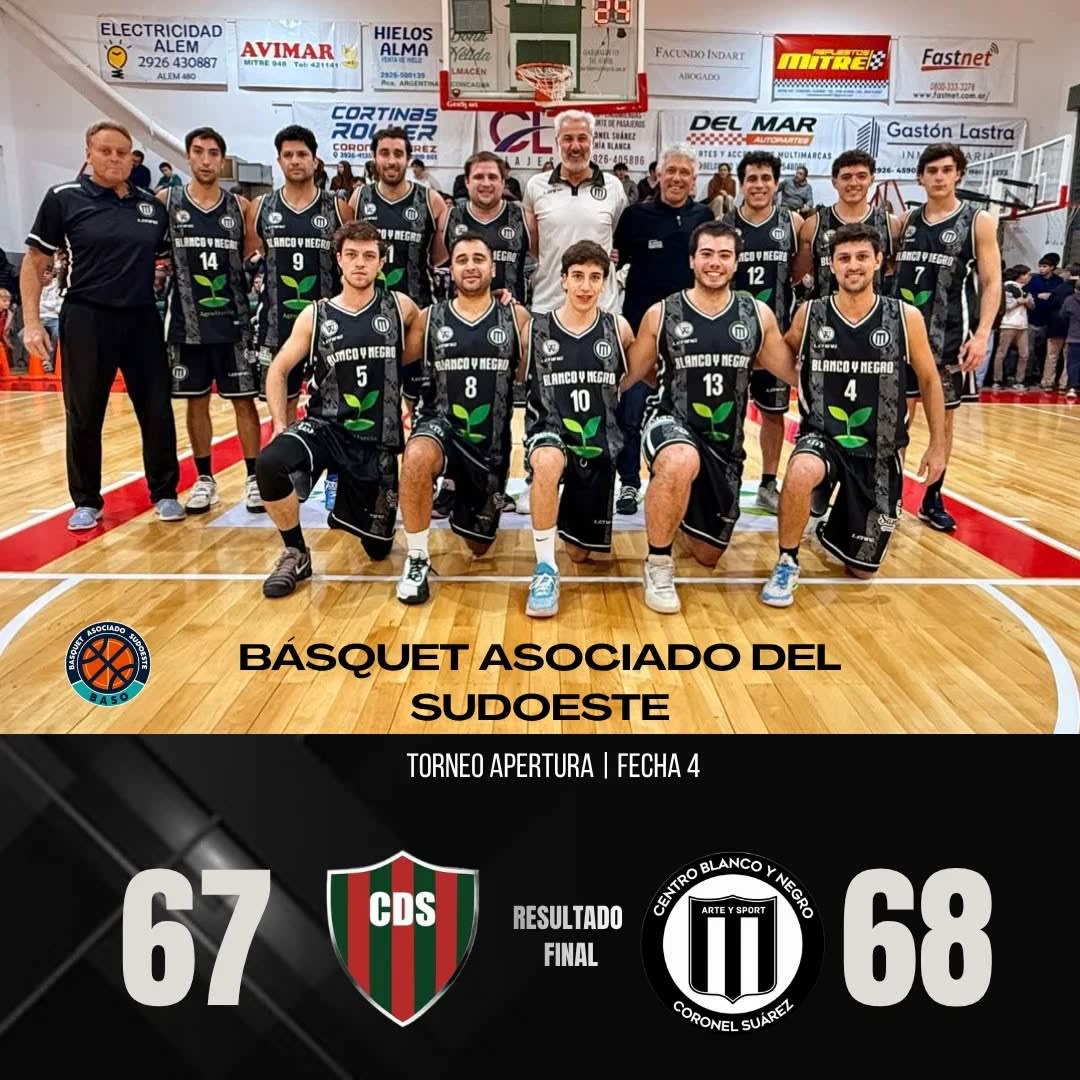 Básquet: Blanco y Negro ganó un clásico vibrante ante Deportivo Sarmiento