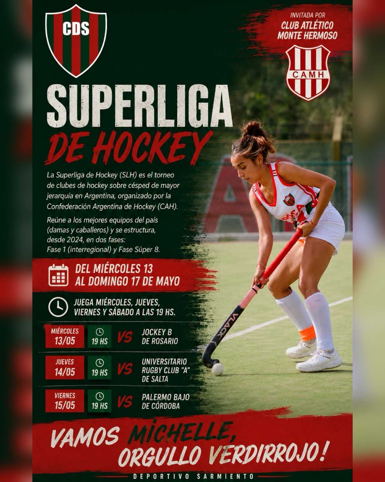 Michelle Cárdenas, de Deportivo Sarmiento, disputará la Superliga de Hockey con Club Atlético Monte Hermoso