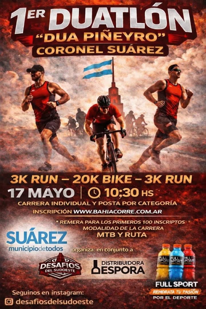 Duatlón Coronel Suárez – Piñeyro: 17 de mayo con récord de inscriptos