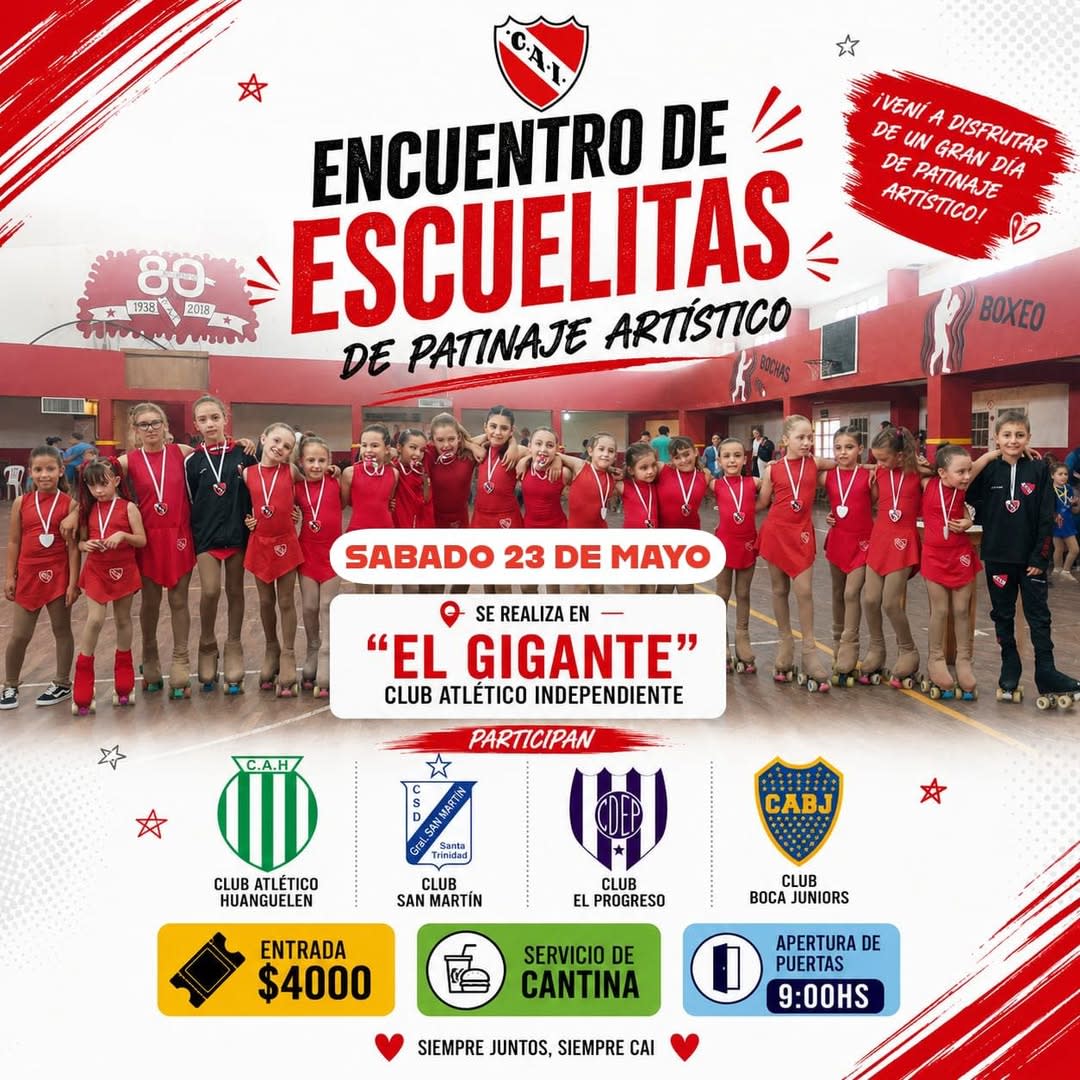 Encuentro de patinaje artístico en Independiente el 23 de mayo