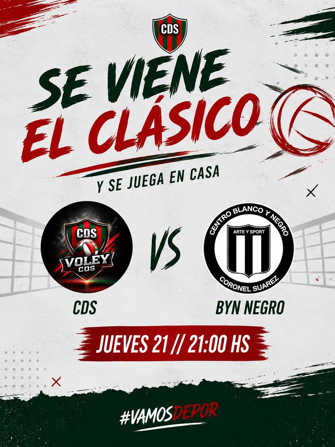 Clásico de vóley: Deportivo Sarmiento vs. Blanco y Negro "Negro" este jueves 21