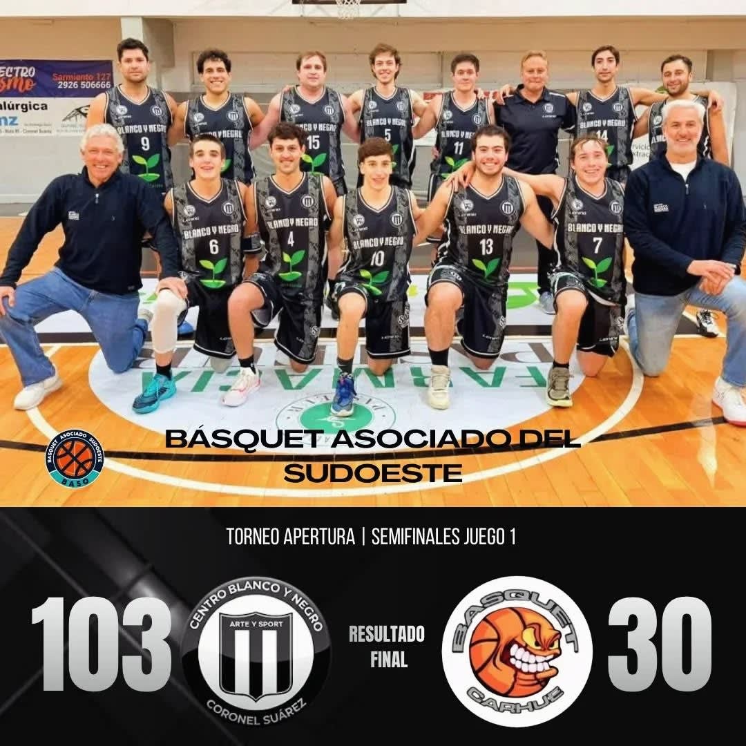 Básquet: Blanco y Negro ganó la primera final ante Escuela Municipal de Carhué