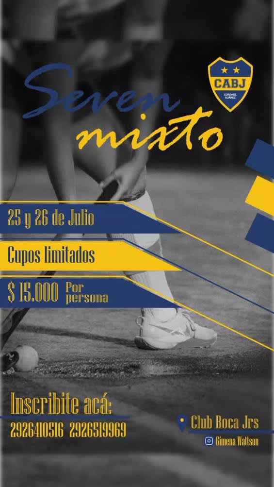Coronel Suárez: Seven mixto de Boca Juniors el 25 y 26 de julio