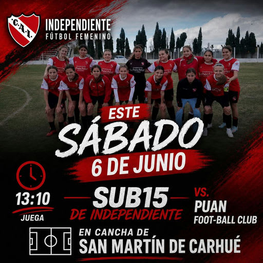 Fútbol femenino: Independiente Sub 15 vs. Puan FC en Carhué el 6 de junio