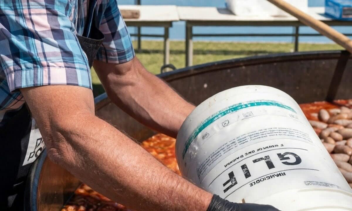 La Colina: cuestionan el uso de un envase de fitosanitarios durante la Fiesta del Chorizo a la Pomarola