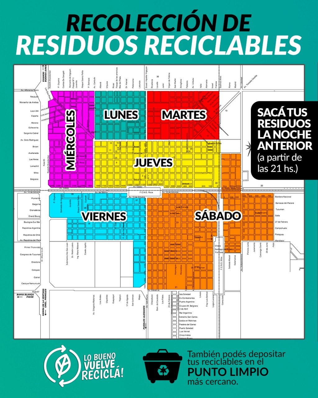 Cambio en el cronograma de recolección diferenciada