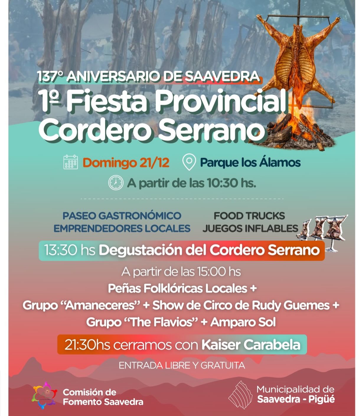 Saavedra celebra su 137° aniversario con la primera Fiesta Provincial del Cordero Serrano