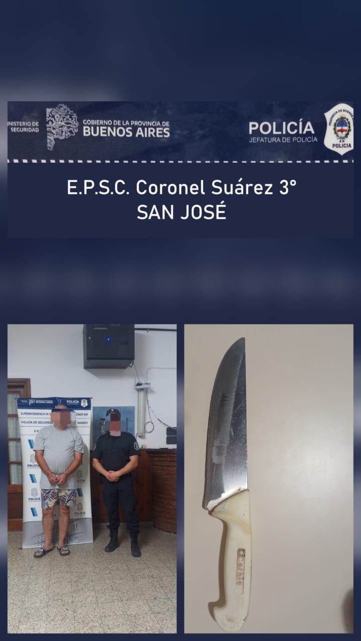 Pueblo Santa María: aprehendieron a un hombre por amenazar a su vecino con un cuchillo