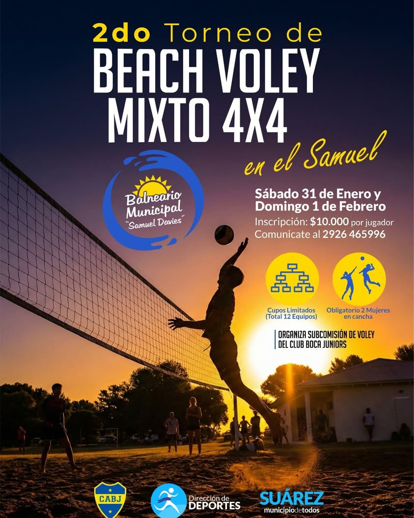 Se viene el 2° Torneo de Beach Vóley Mixto 4×4 en el Balneario Samuel Davies