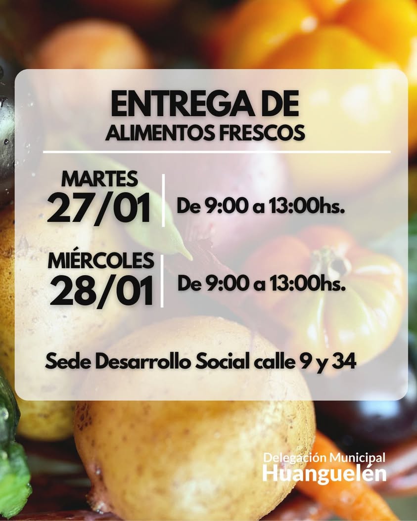 Huanguelén: Nueva entrega de alimentos frescos en Desarrollo Social