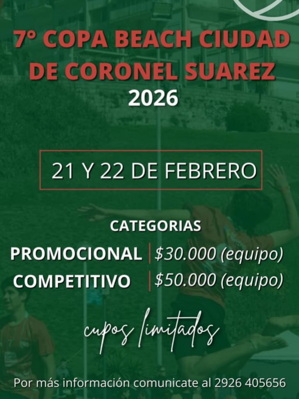 Deportivo Sarminto organiza la 7ª Copa Beach Ciudad de Coronel Suárez 2026