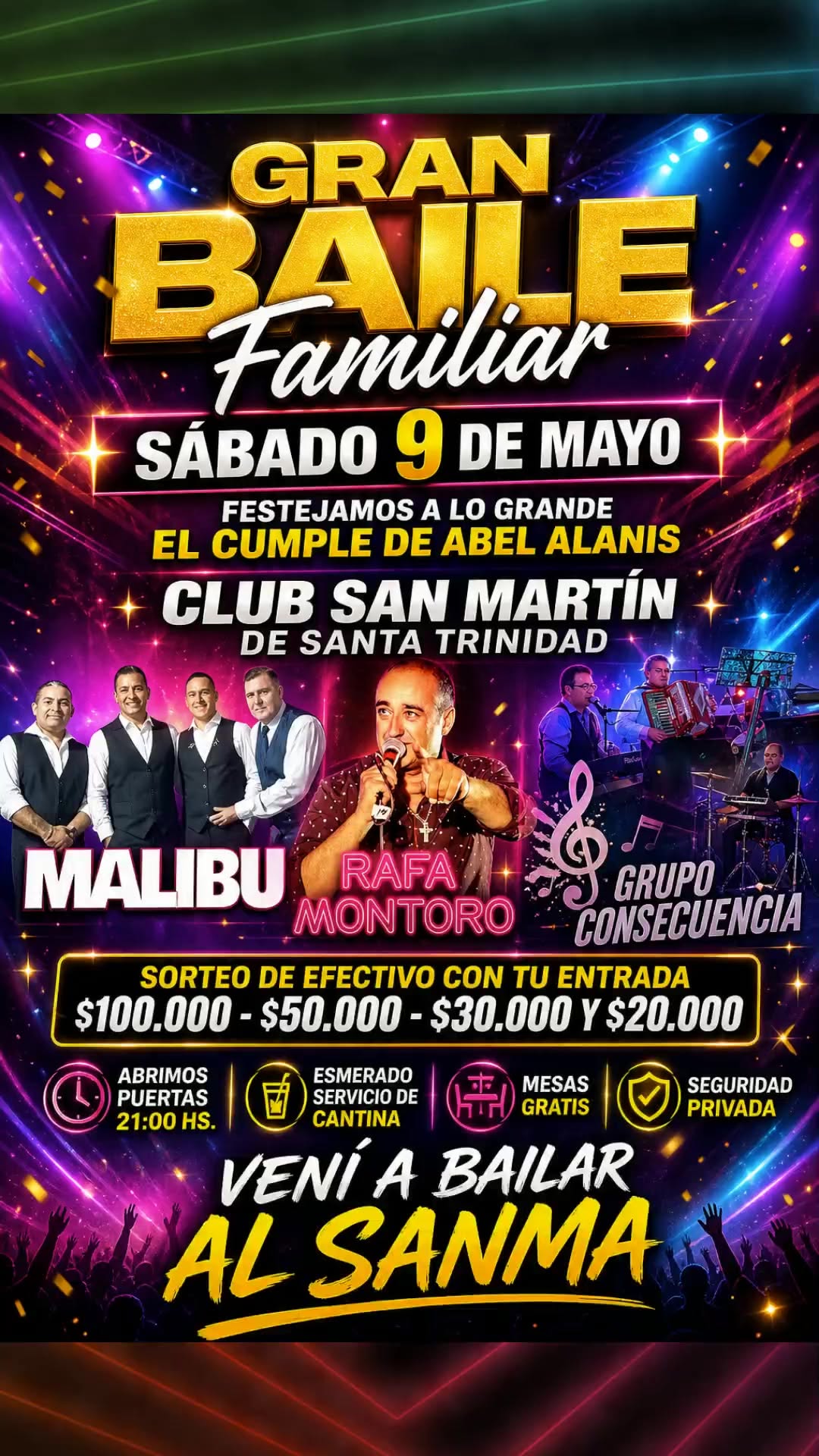 Gran Baile Familiar en Club San Martín de Santa Trinidad el 9 de mayo