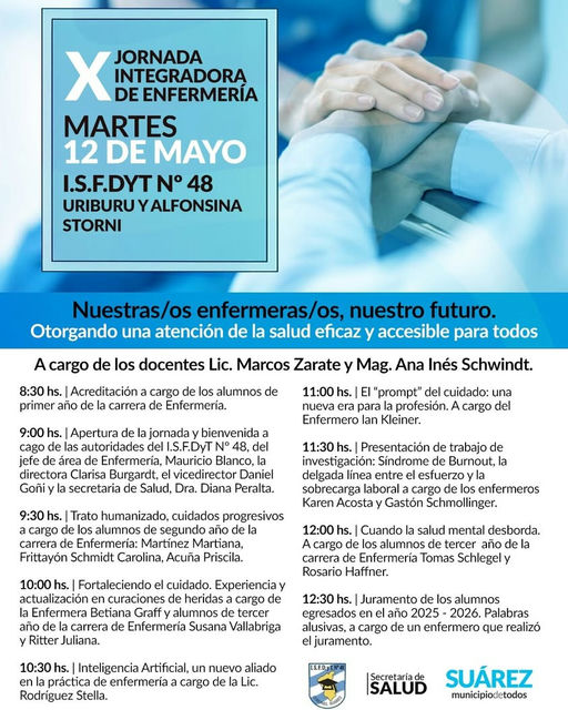 Jornada de Enfermería en ISFDyT N° 48 el 12 de mayo: con eje en salud mental y nuevas tecnologías