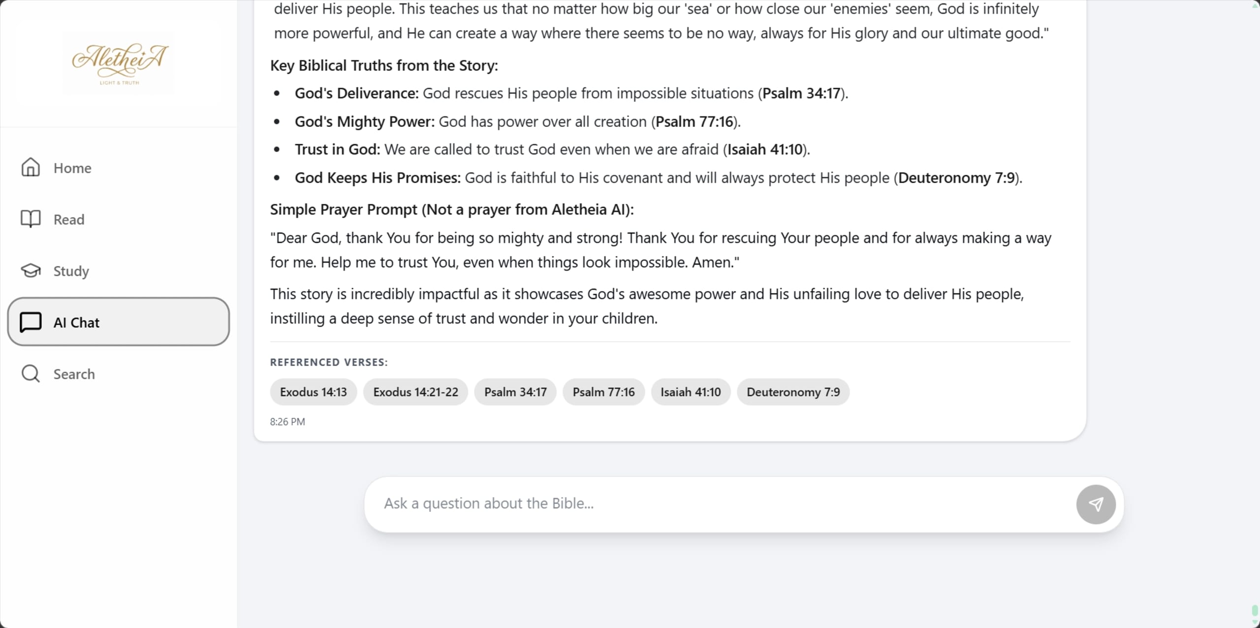 Aletheia Bible — AI commentary chat