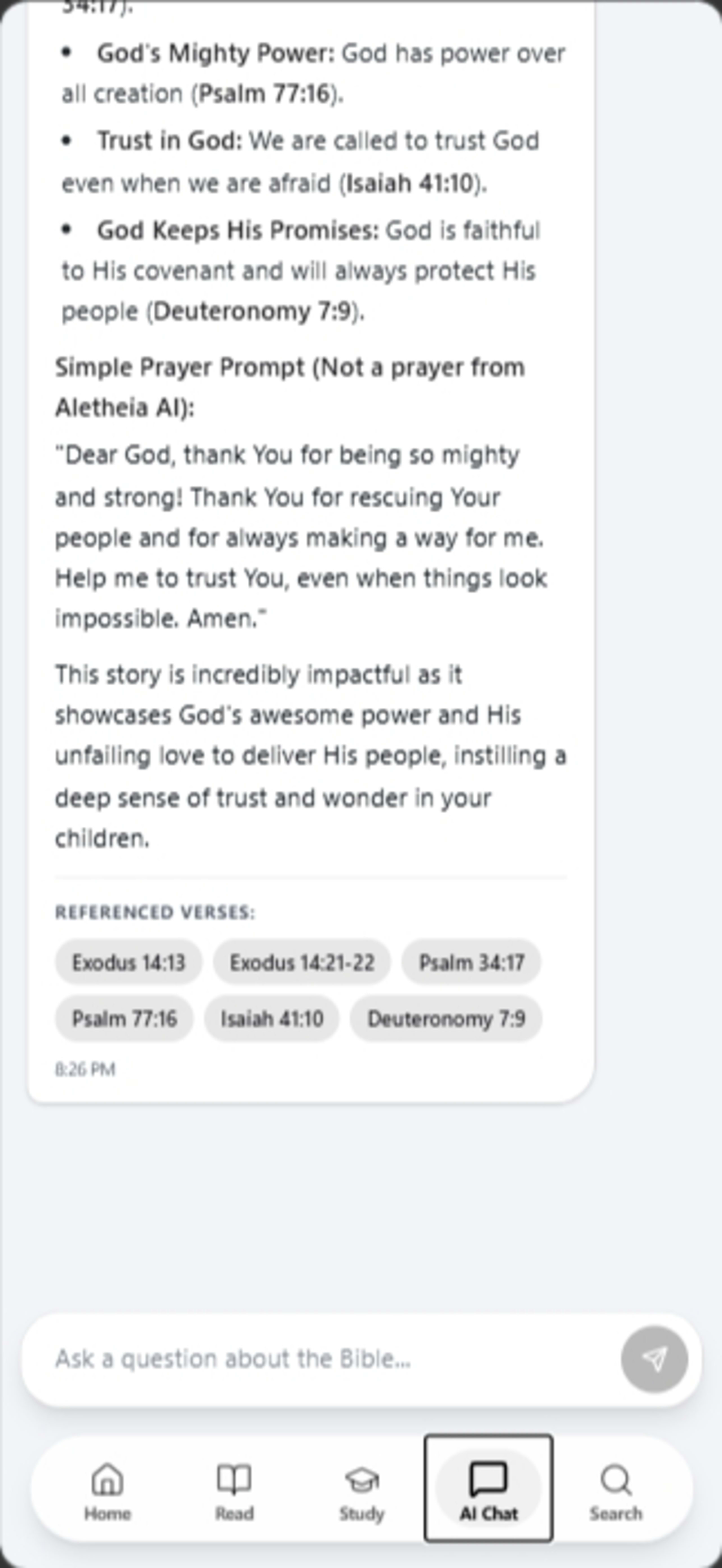 Aletheia Bible — AI chat mobile