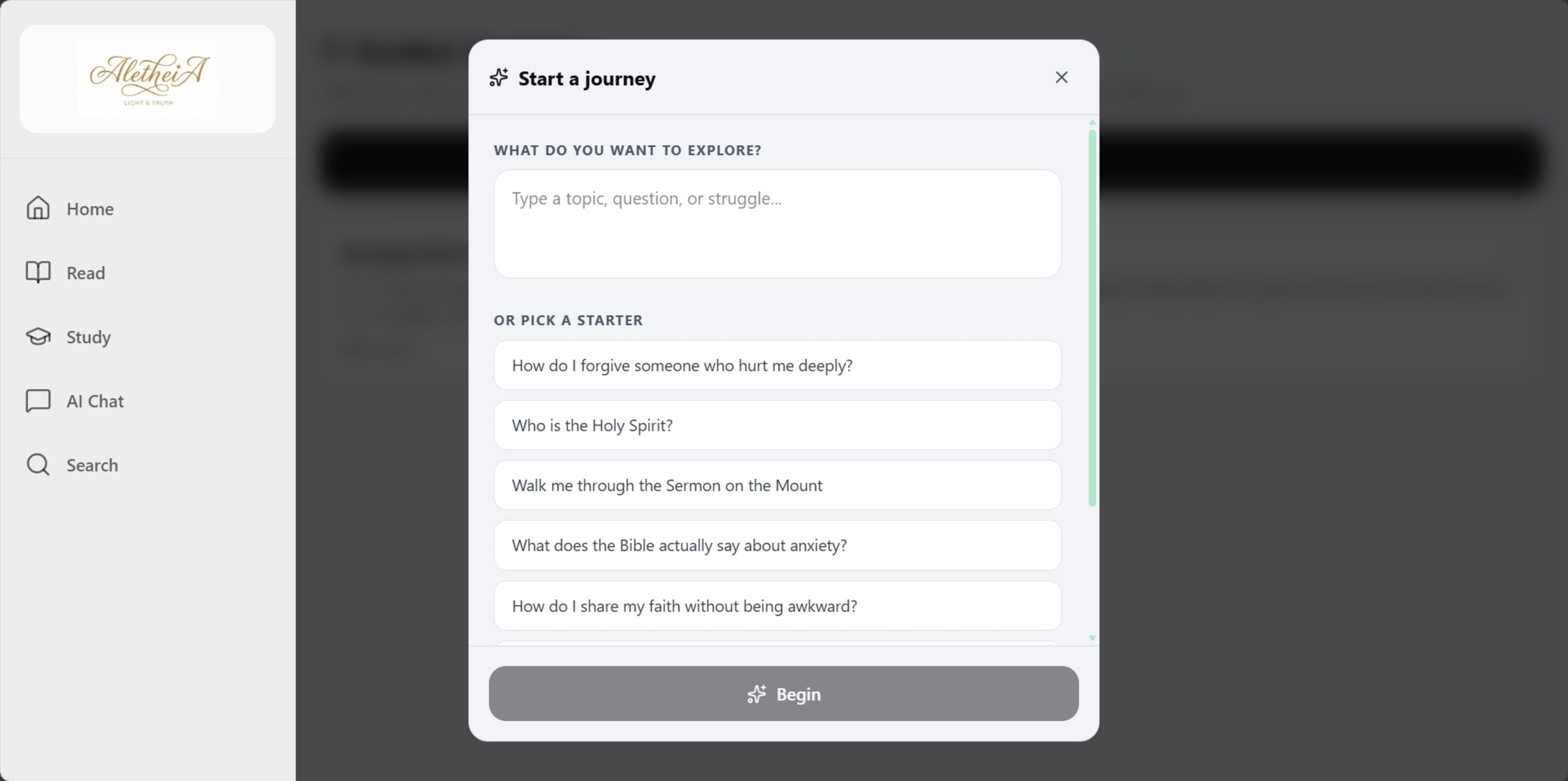 Aletheia Bible — Journey starter