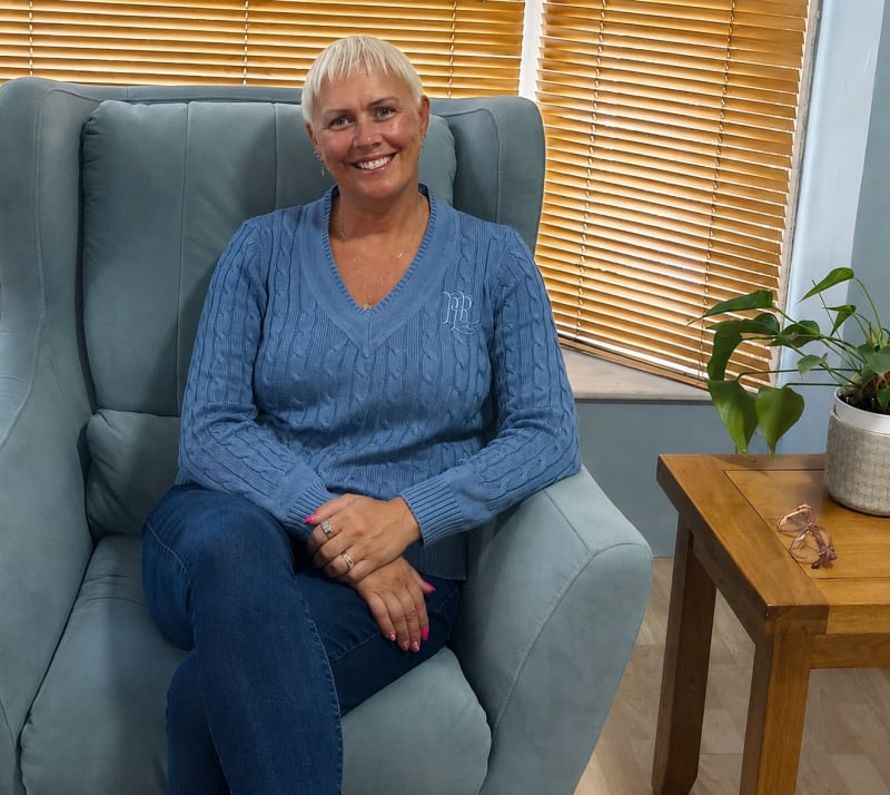 Sarah Gascoyne in the Calmer Waters consulting room