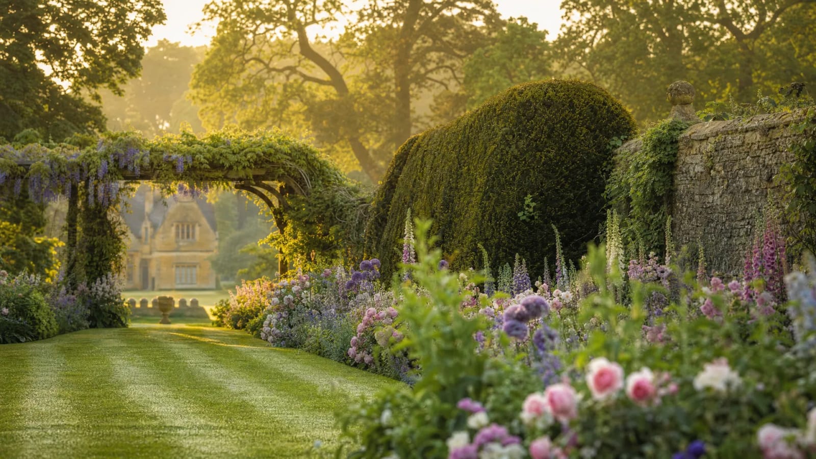 A luxury English country garden in spring