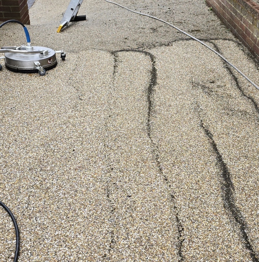Clean block paving after professional wash