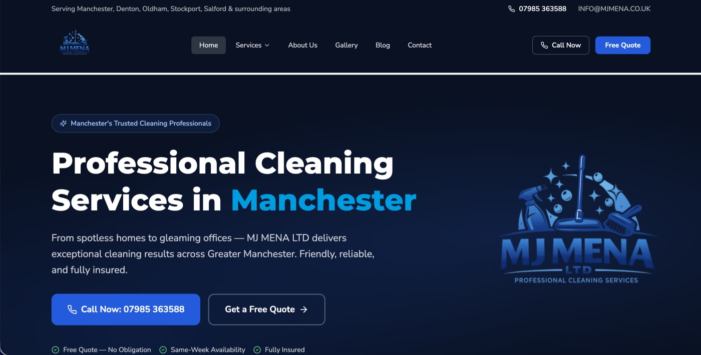 MJ Mena Ltd website screenshot