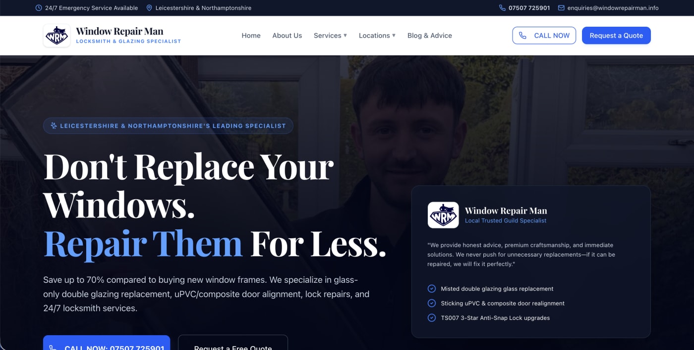 Window Repair Man website screenshot