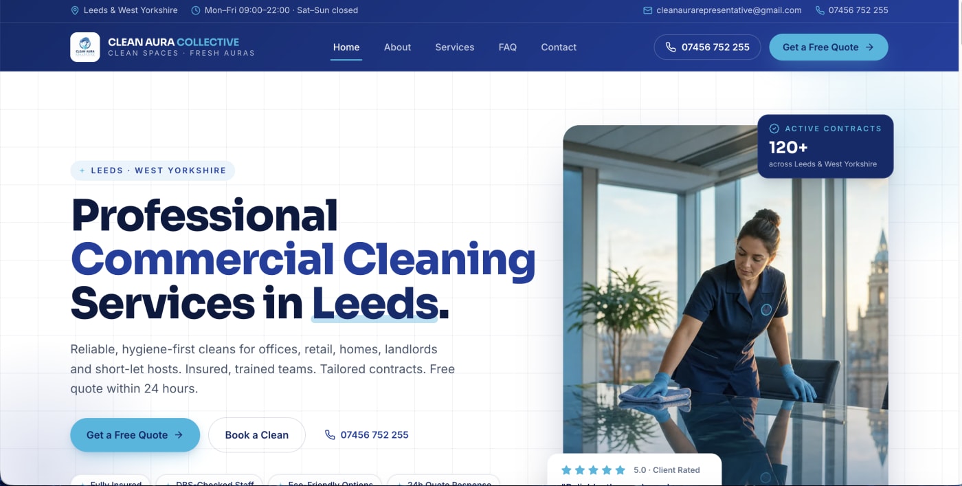 Clean Aura Collective website screenshot