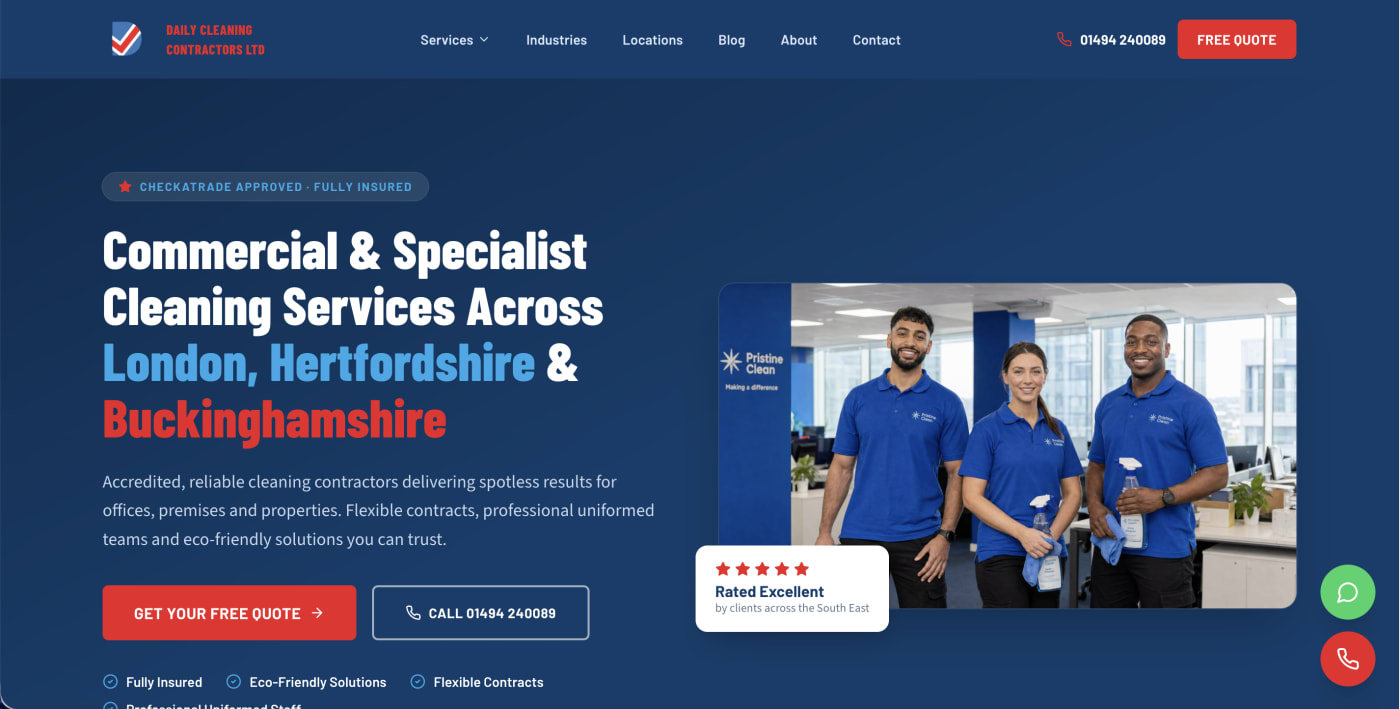 Daily Cleaning Contractors website screenshot