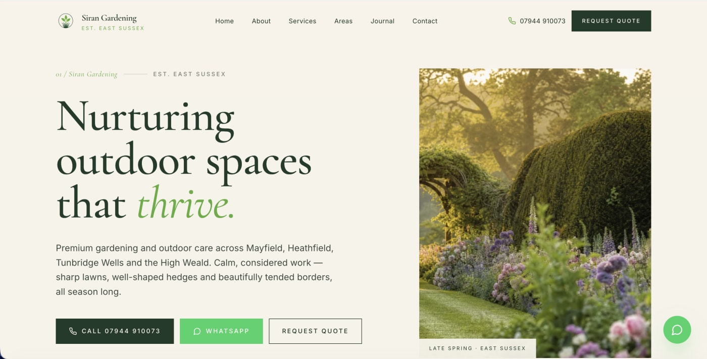 Siran Gardening website screenshot