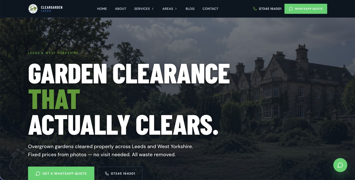 ClearGarden Leeds website screenshot