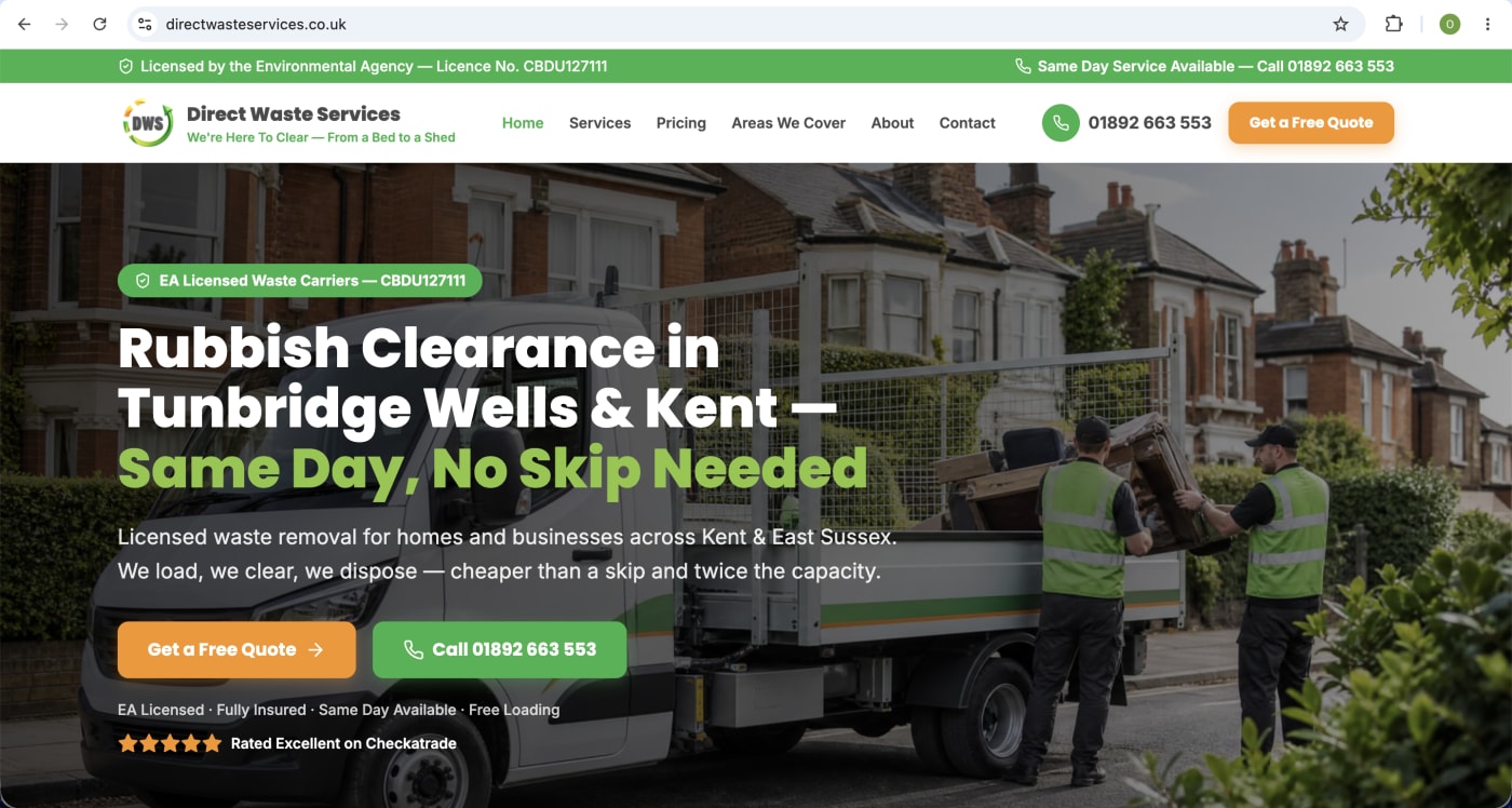 Direct Waste Services website screenshot