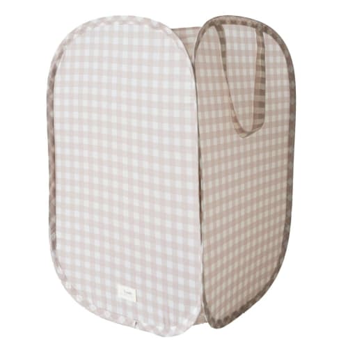 Pop-up vasketøjskurv, Gingham beige