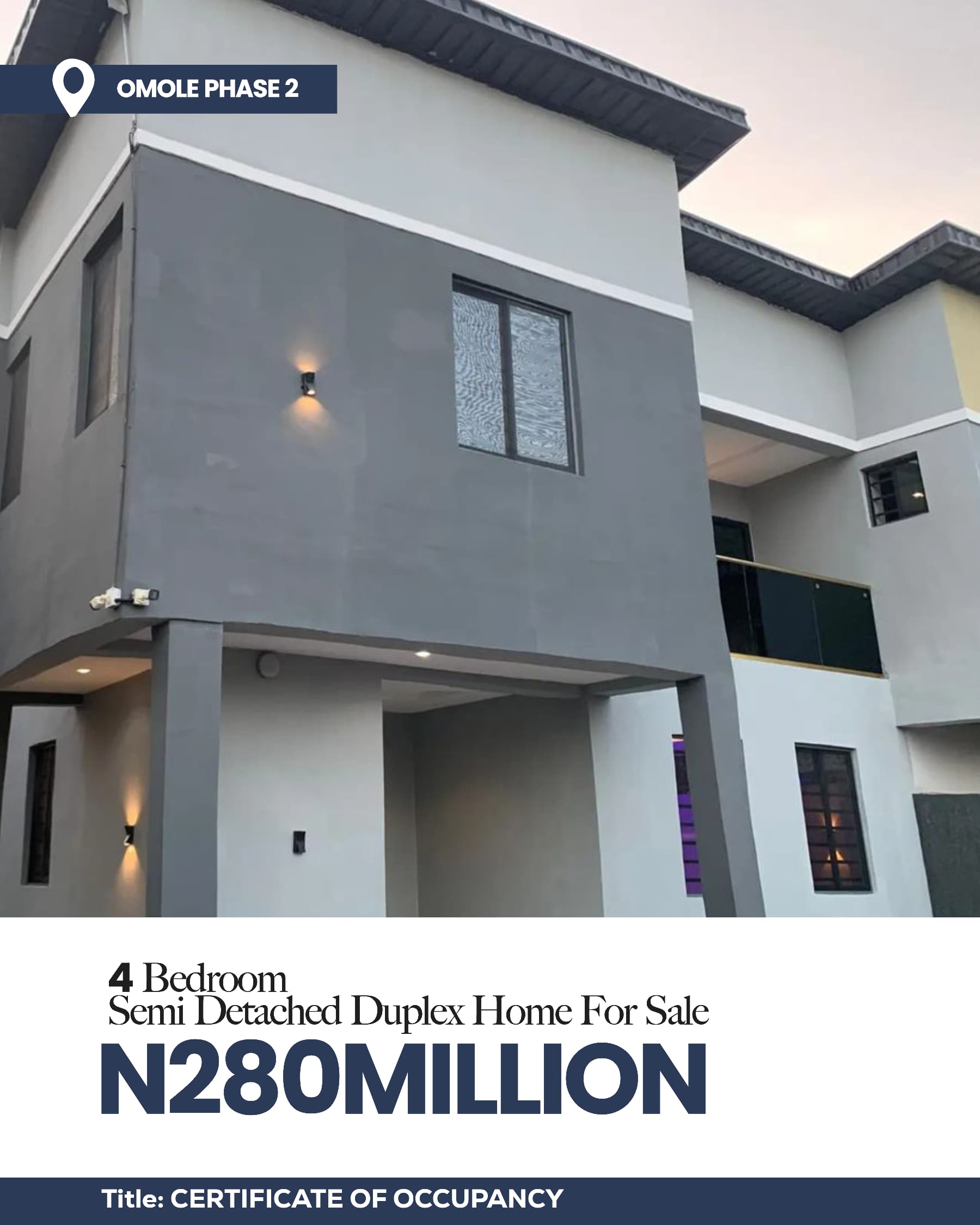 4 BEDROOM SEMI DETACHED DUPLEX HOME 