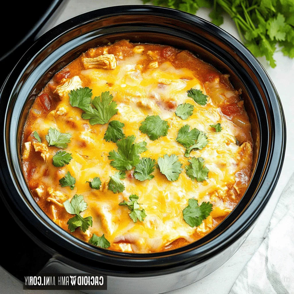 Hearty Crockpot Chicken Enchilada Casserole