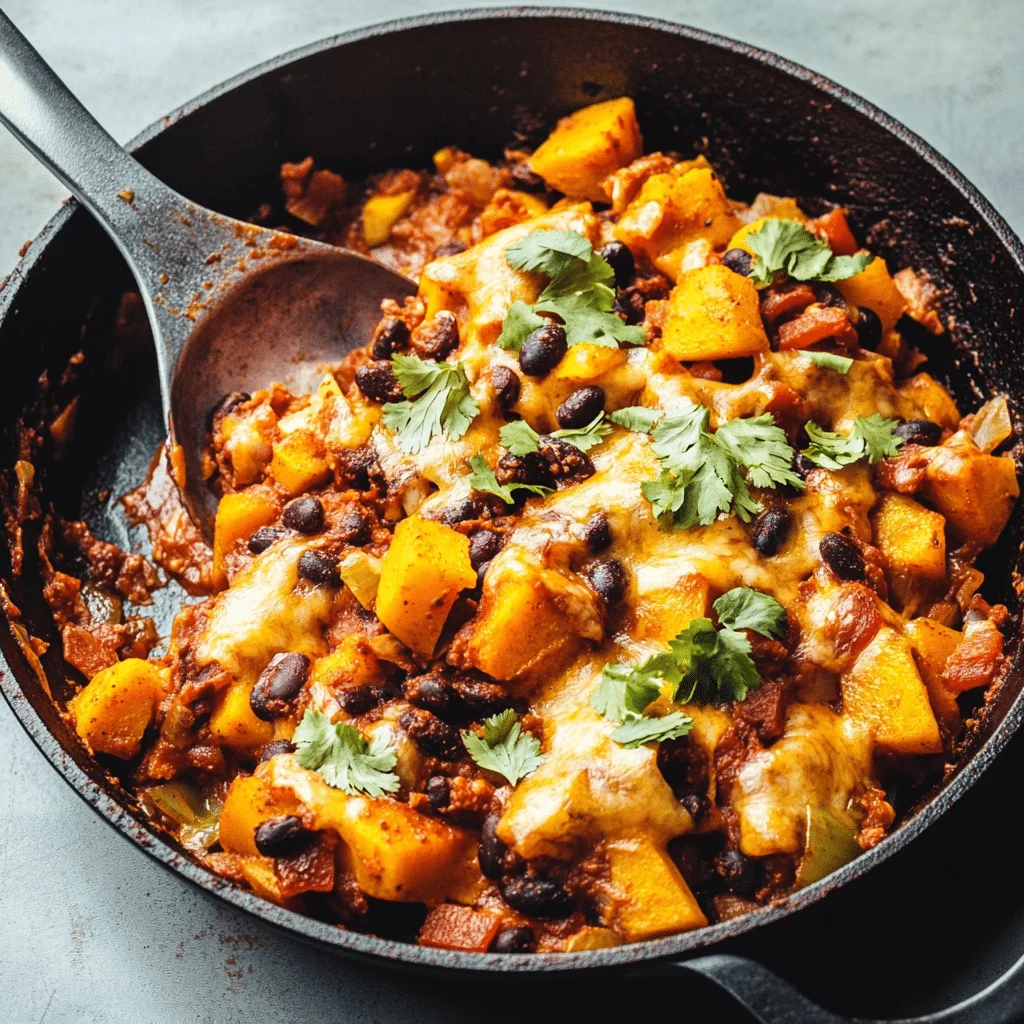 Butternut Squash and Black Bean Enchilada Skillet