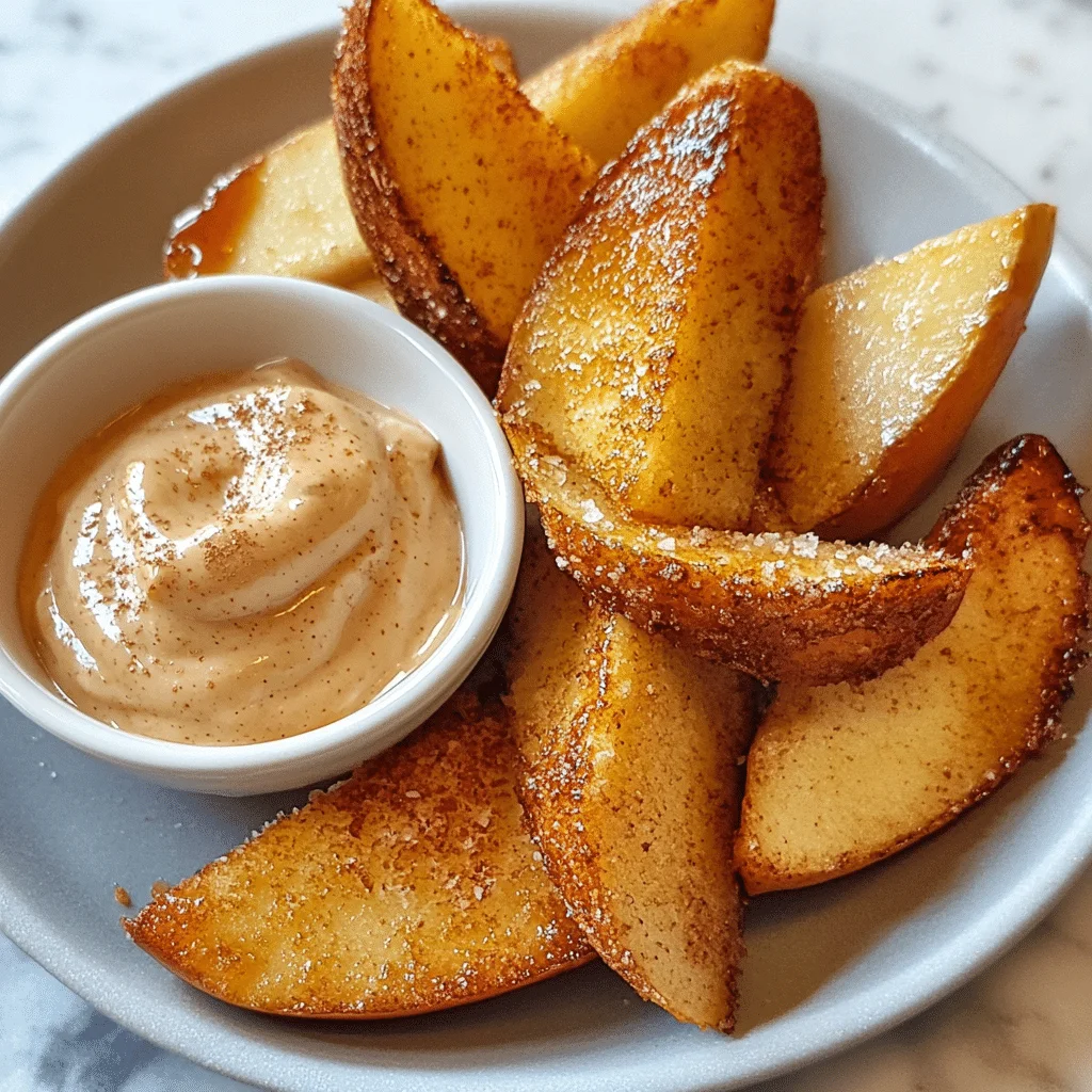 Air Fried Apple Wedges with Caramel Whipped Cream Dipping Sauce