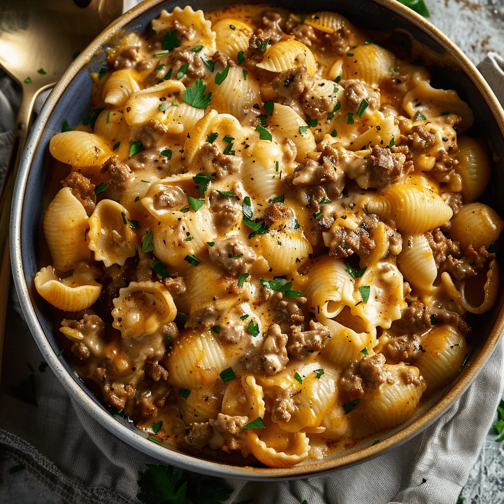 Rich and Comforting Creamy Beef Shells Casserole